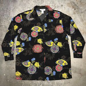 S.G. Sport 90s Black Multicolor Button-Up Blouse USA